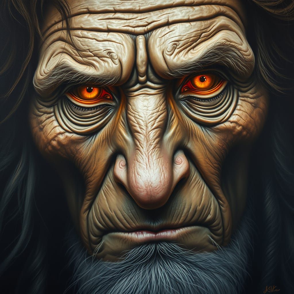 Ancient Face with Inner Glow Oil Painting