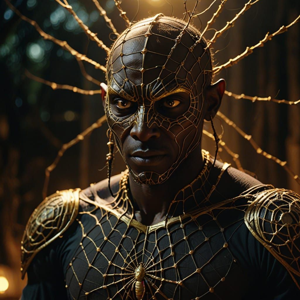 Anansi, God of Tricksters, Plots in Hyperrealistic Film Stil...