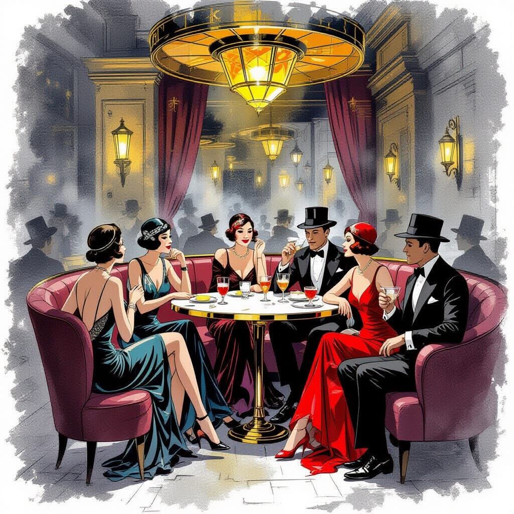 1920s Art Deco Jazz Bar Scene
