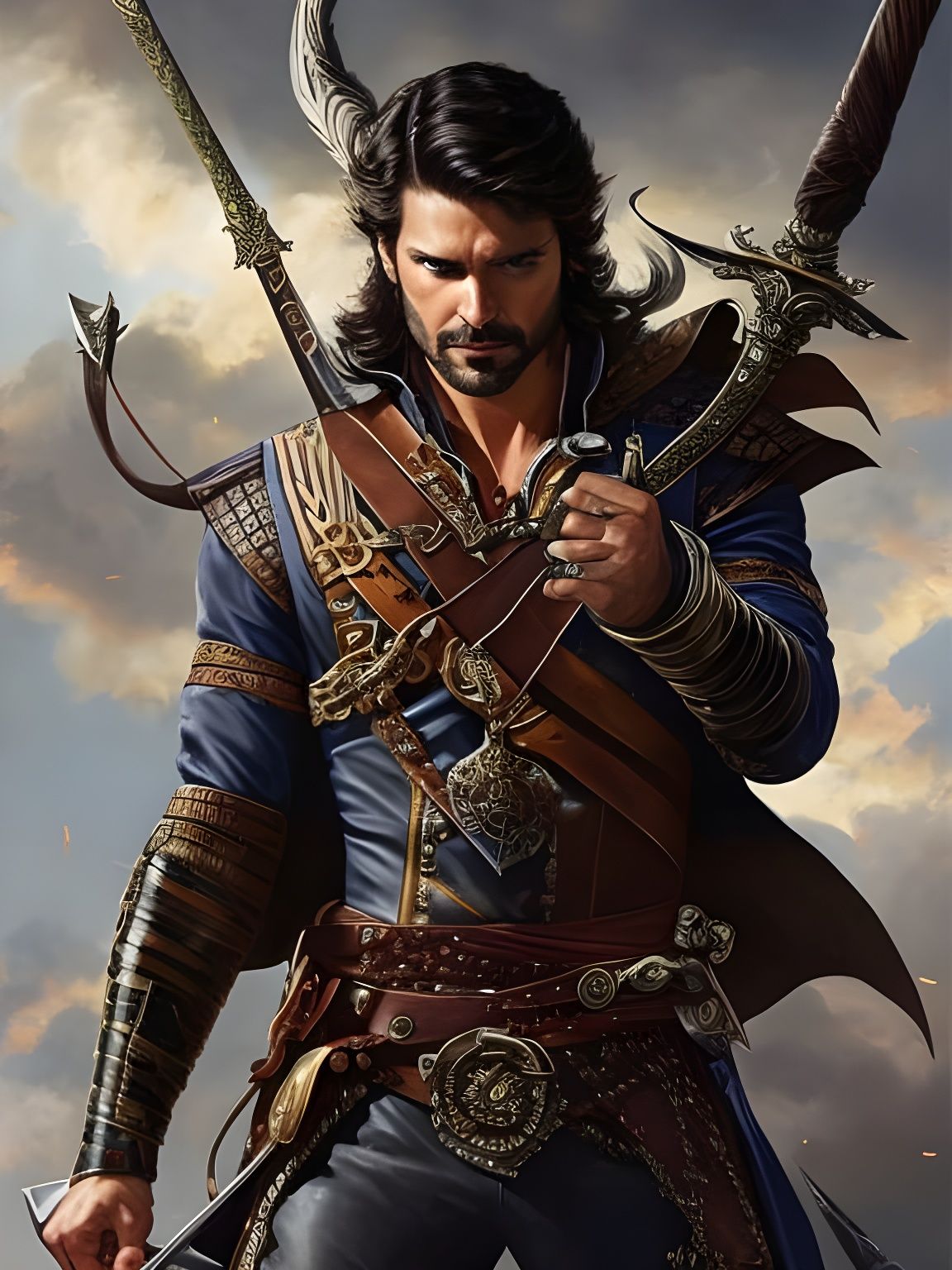 Handsome Swashbuckler Portrait in D&D Style