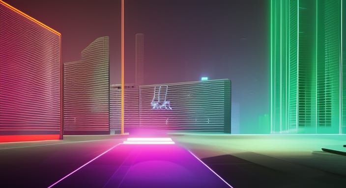 Cyberpunk Computer Network with Holographic Interface