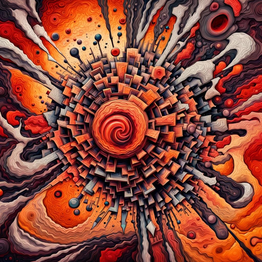 Flowering Energy as Cubist Ink Art