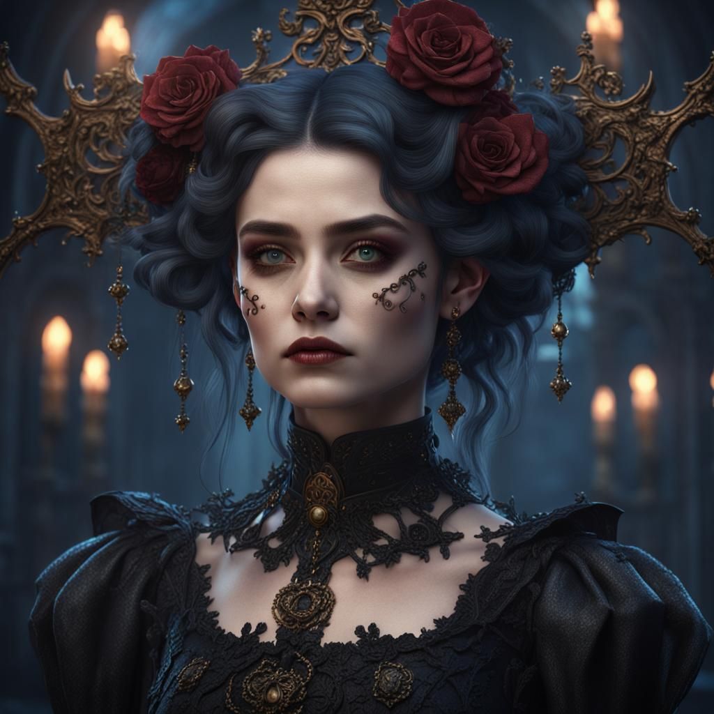 Gothic Fantasy: Beautiful Woman in Dark Splendor