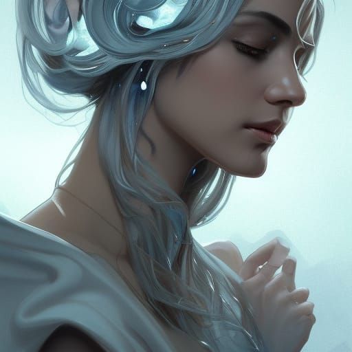Silver Magic Portrait: Hyperdetailed Artstation Concept