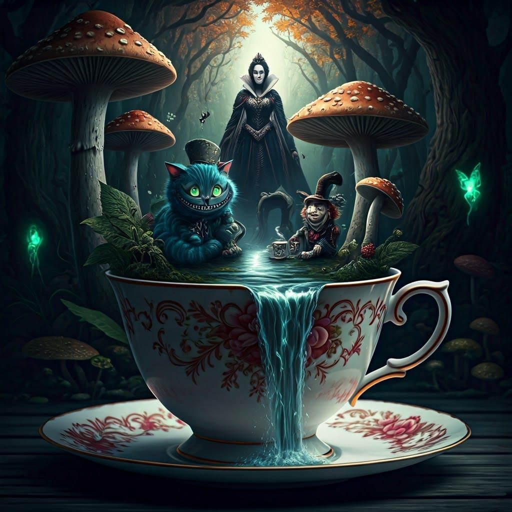 Twisted Wonderland Teacup: A Dark Fairytale Scene