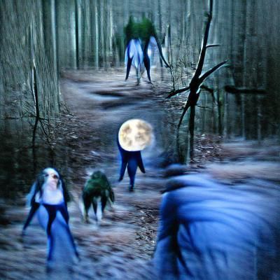 Full Moonlit Path Through a Dark Woods