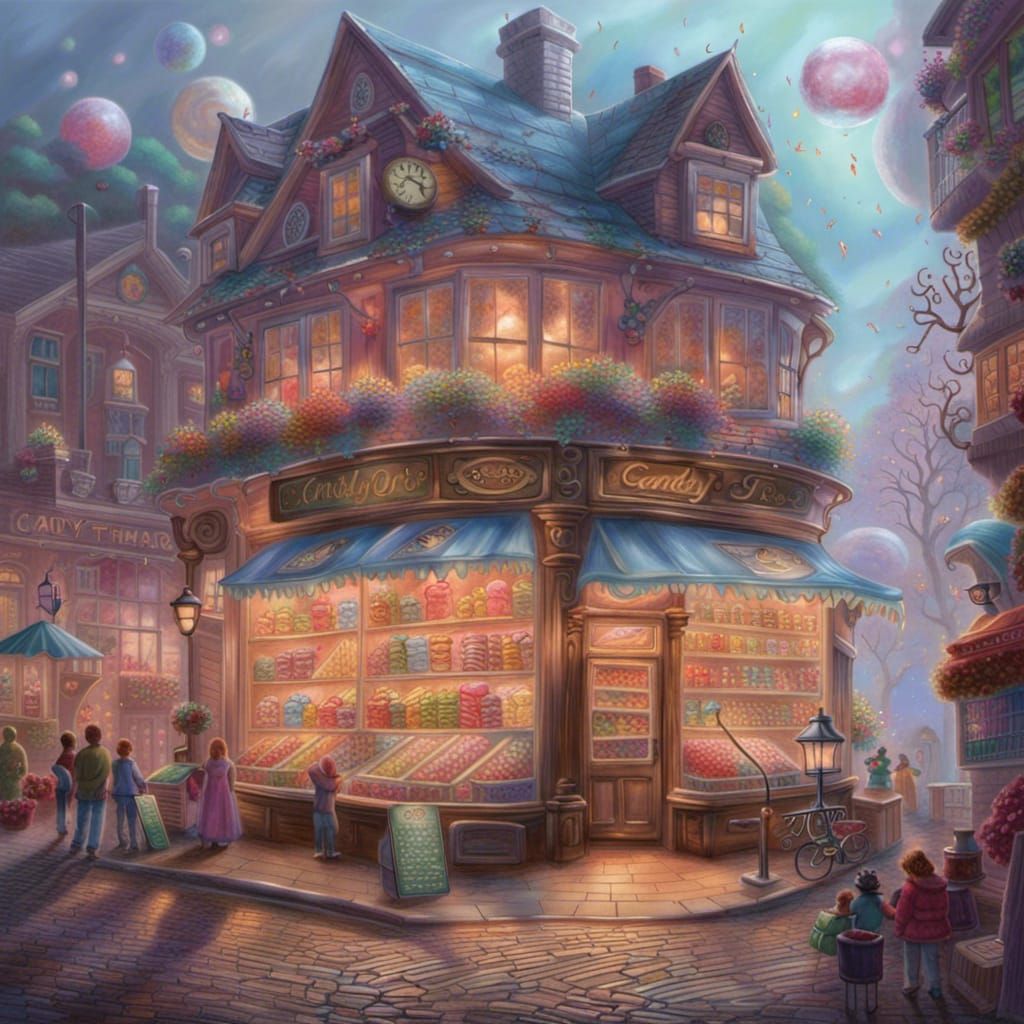 Vibrant Candy Store Interior in Ethereal Style