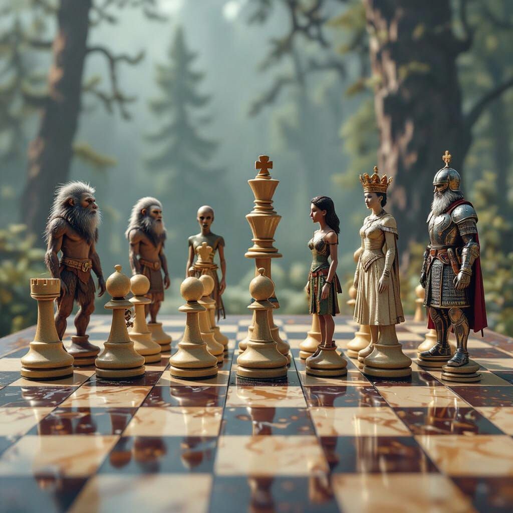 Human Evolution as Chess Pieces on a Board