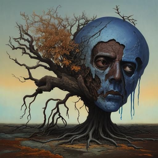 Surreal Landscape Woman: A Portrait in Cracked Earth