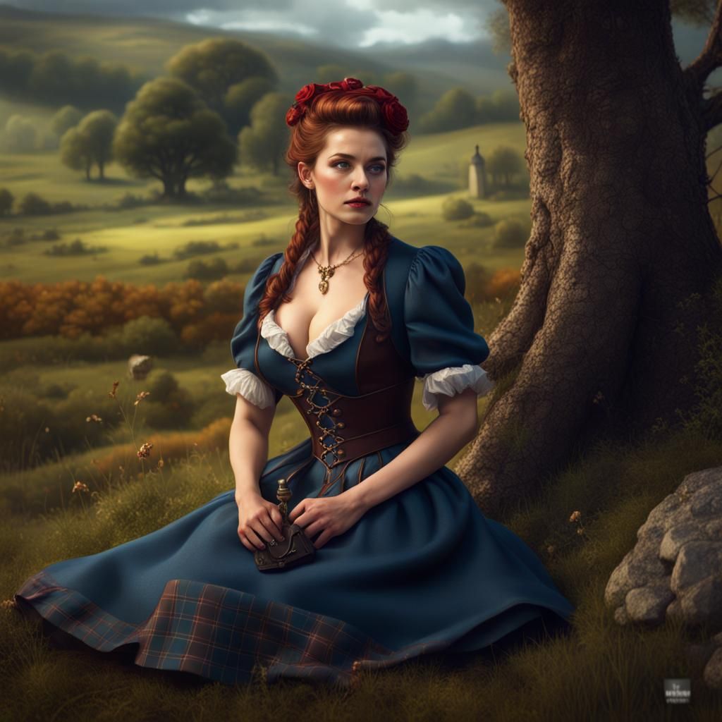 1880s Scottish Princess Pinup in Hyperrealism