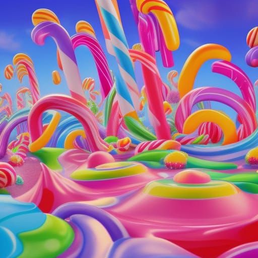 Whimsical Candyland Digital Illustration in Candy Art Style