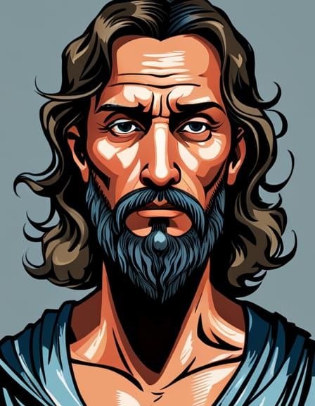 Melancholy Greek Man in Byzantine Tunic