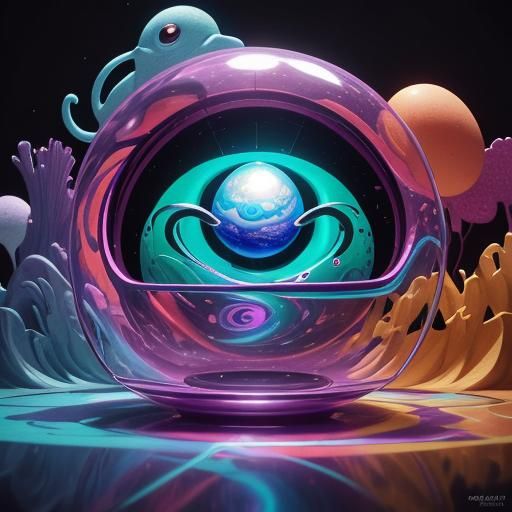 Surreal Angry Egg Eats Aliens: Fantasy Concept Art