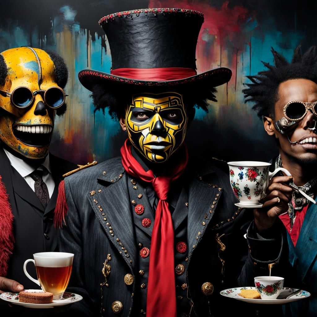 Haunted Tea Party with Matador in Basquiat Style