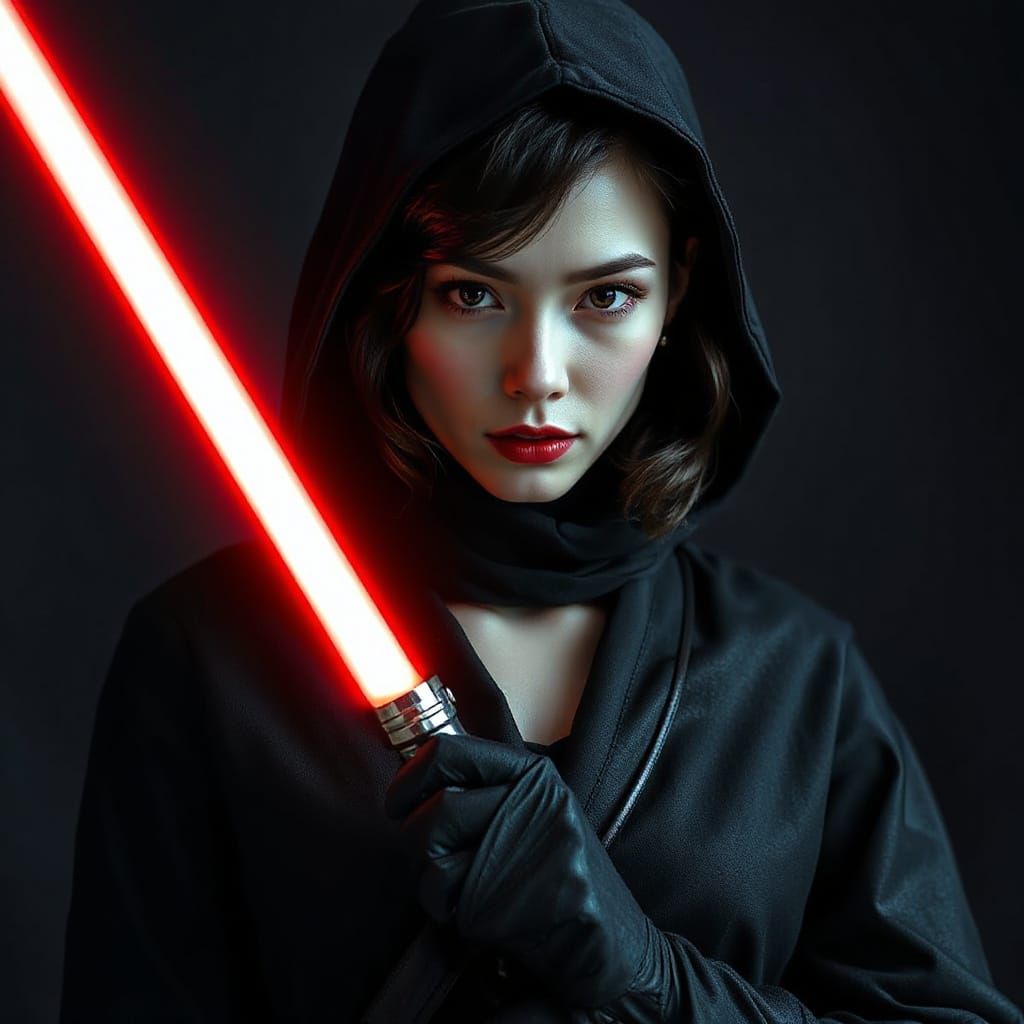 Elegant Female Sith Lord Portrait in Dramatic Lighting