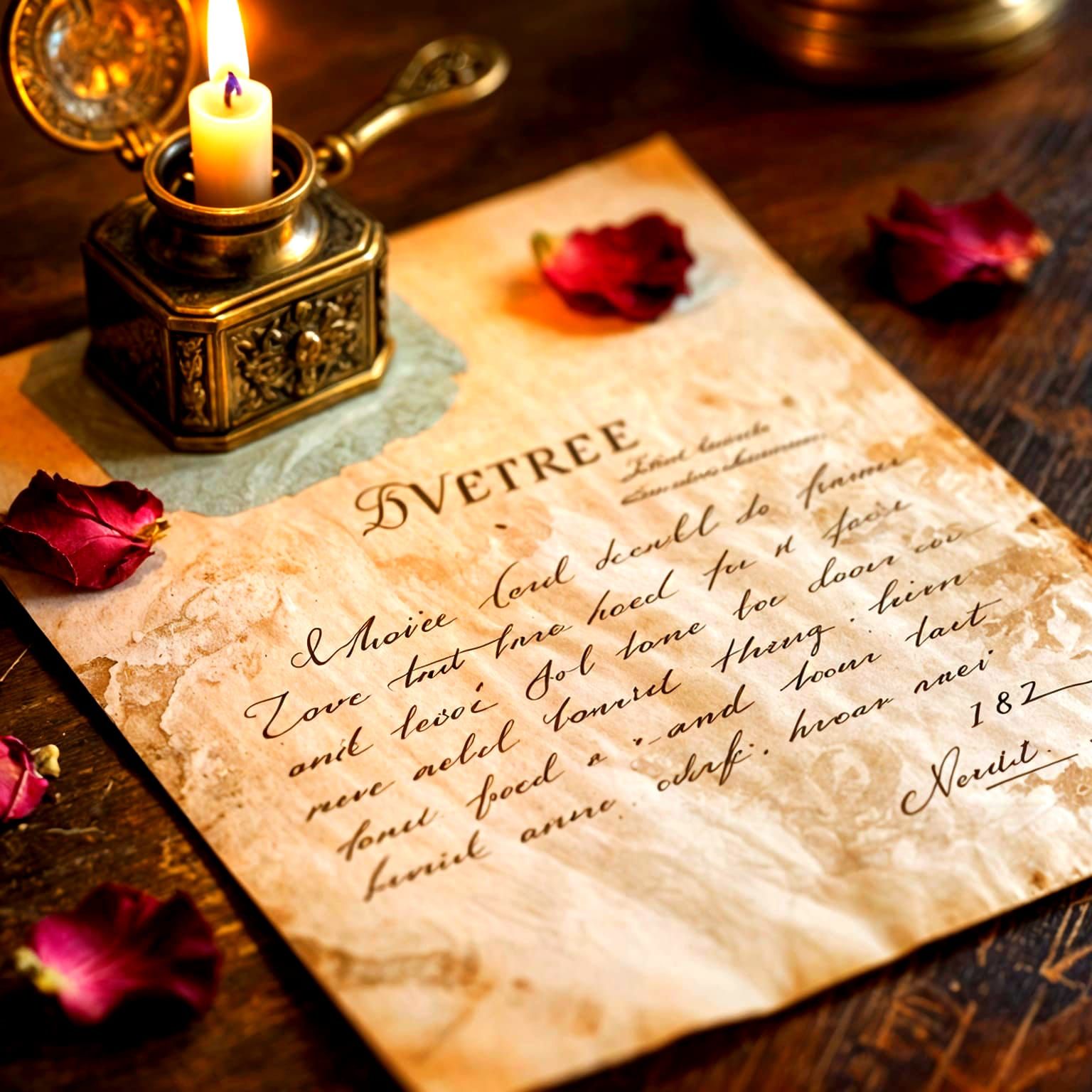 18th Century Love Letter with Rose Petals