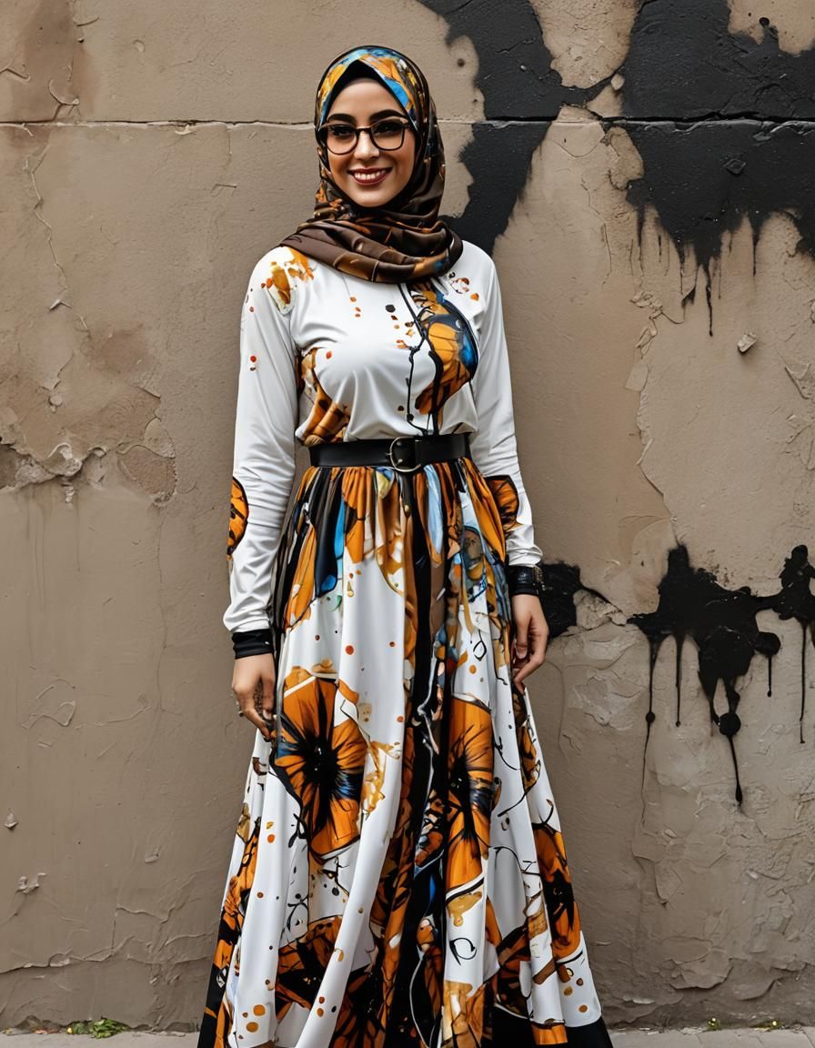 Psychedelic Alcohol Ink Portrait of Middle Eastern Woman