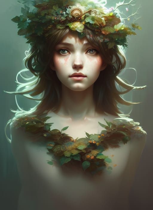 Detailed Portrait of a Cute Forest Girl