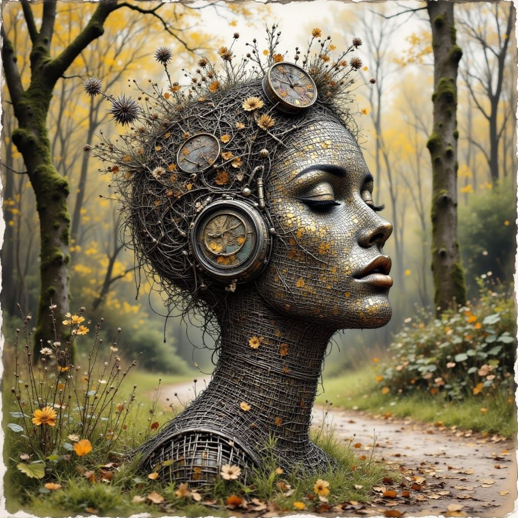 Victorian Wire Sculpture in Park Setting