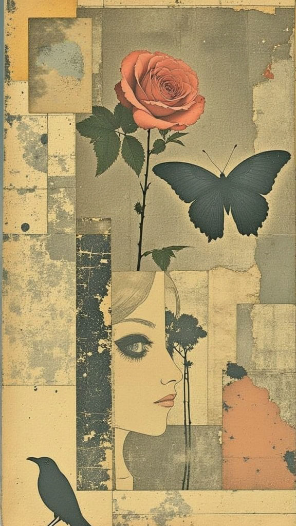Whimsical Collage of Love and Nostalgia