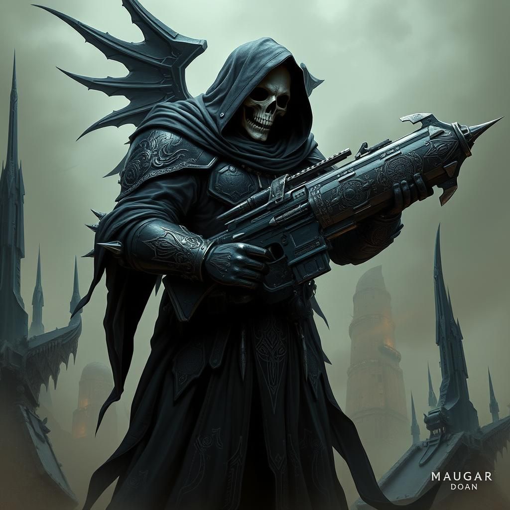 Dark Aeldari Phoenix Lord in Dystopian Future