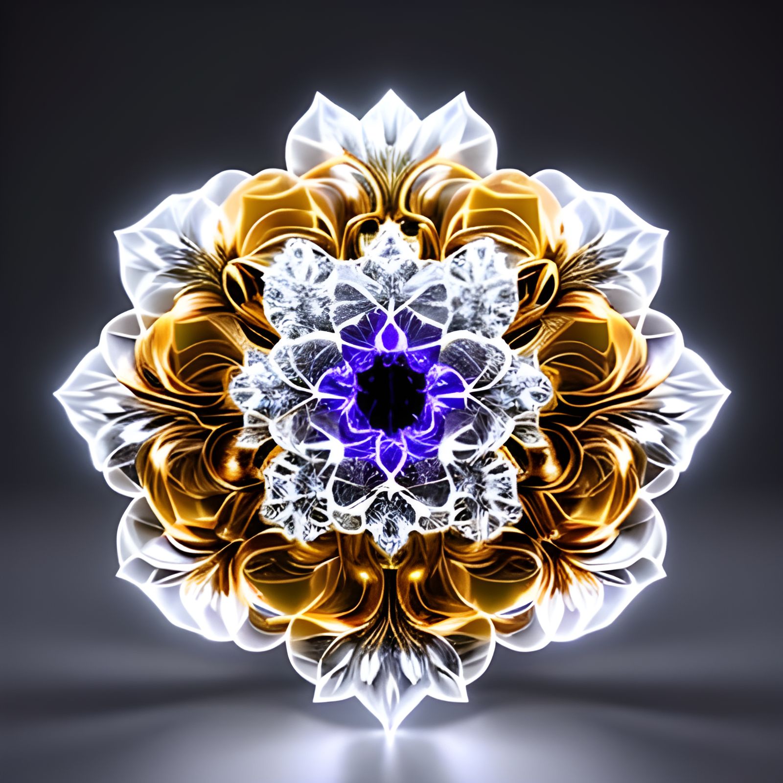 Glowing Crystal Rose: Detailed Digital Art