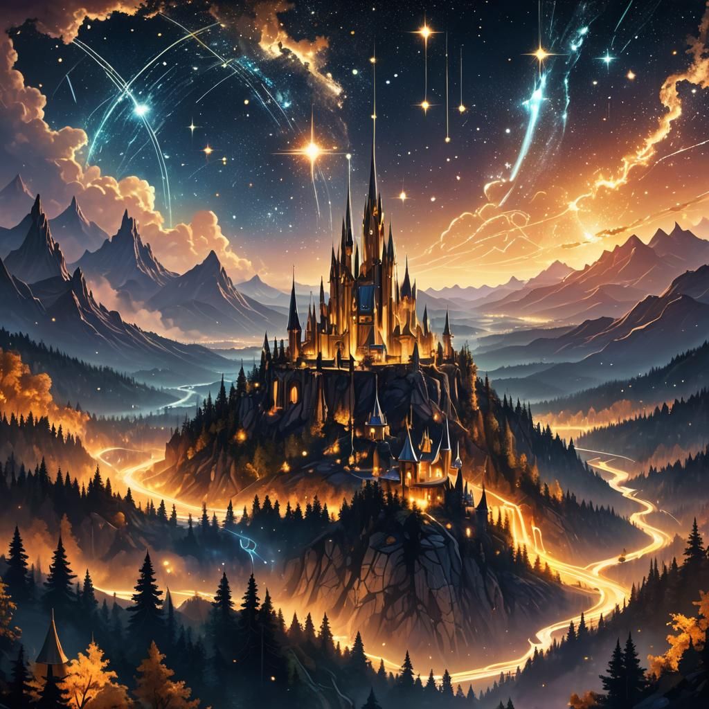 Mystical Realm Enveloped by Constellation Map