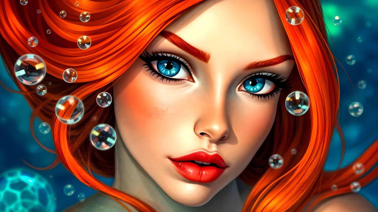 Vibrant Mermaid in Crystal Ocean