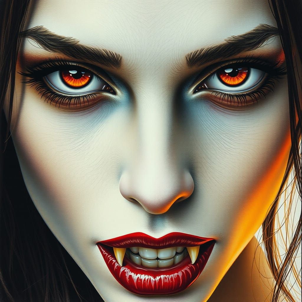 Hypnotic Vampire Countess with Amber Eyes