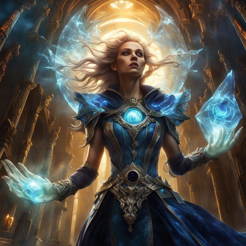 Ethereal Woman with Sigil and Aura in Digital Art