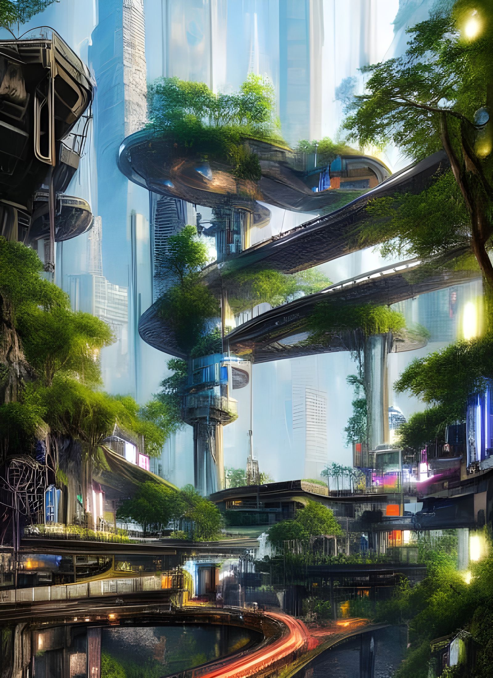 Cyberpunk Jungle City of the Future