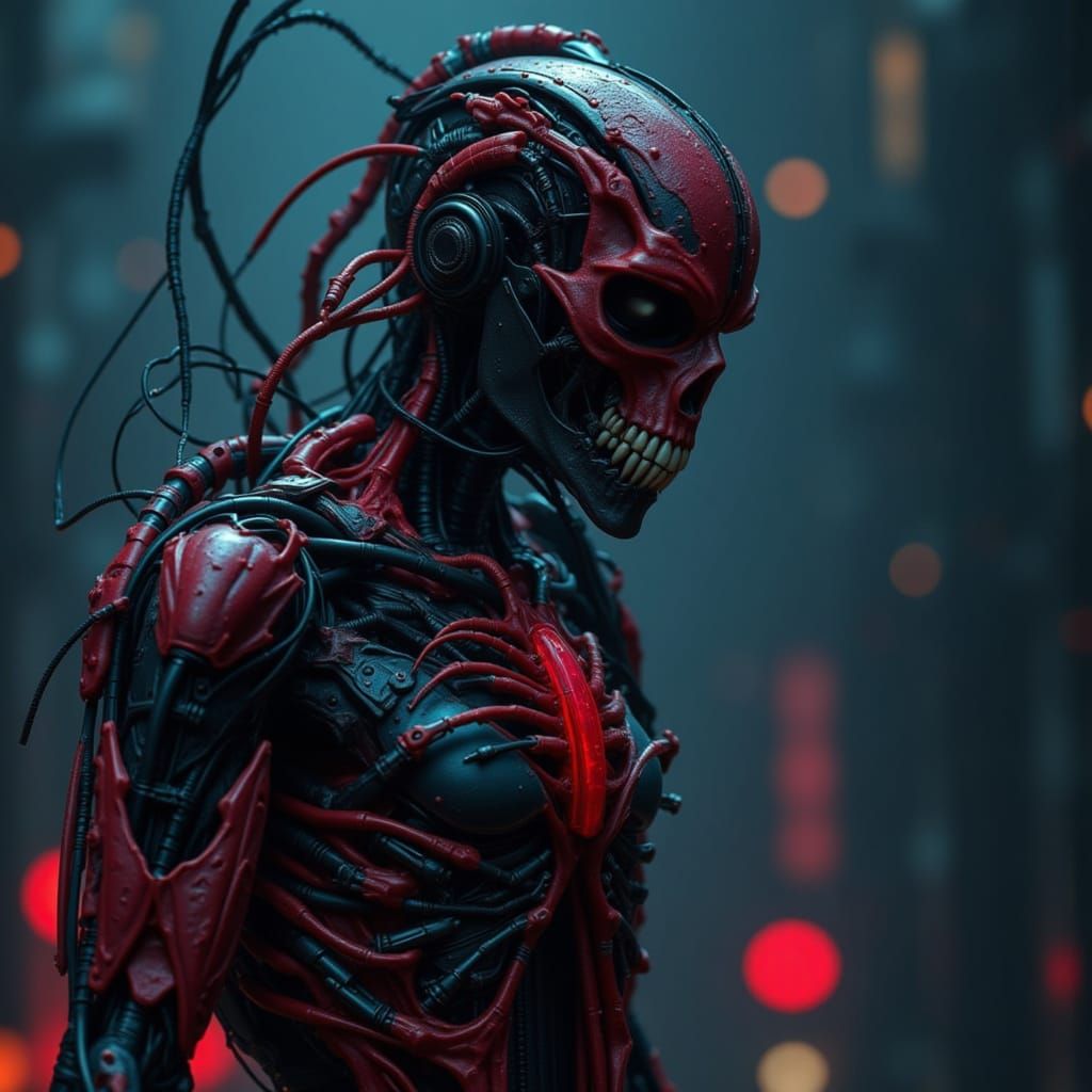 Biopunk Cybernetic Wolf in Dramatic Lighting