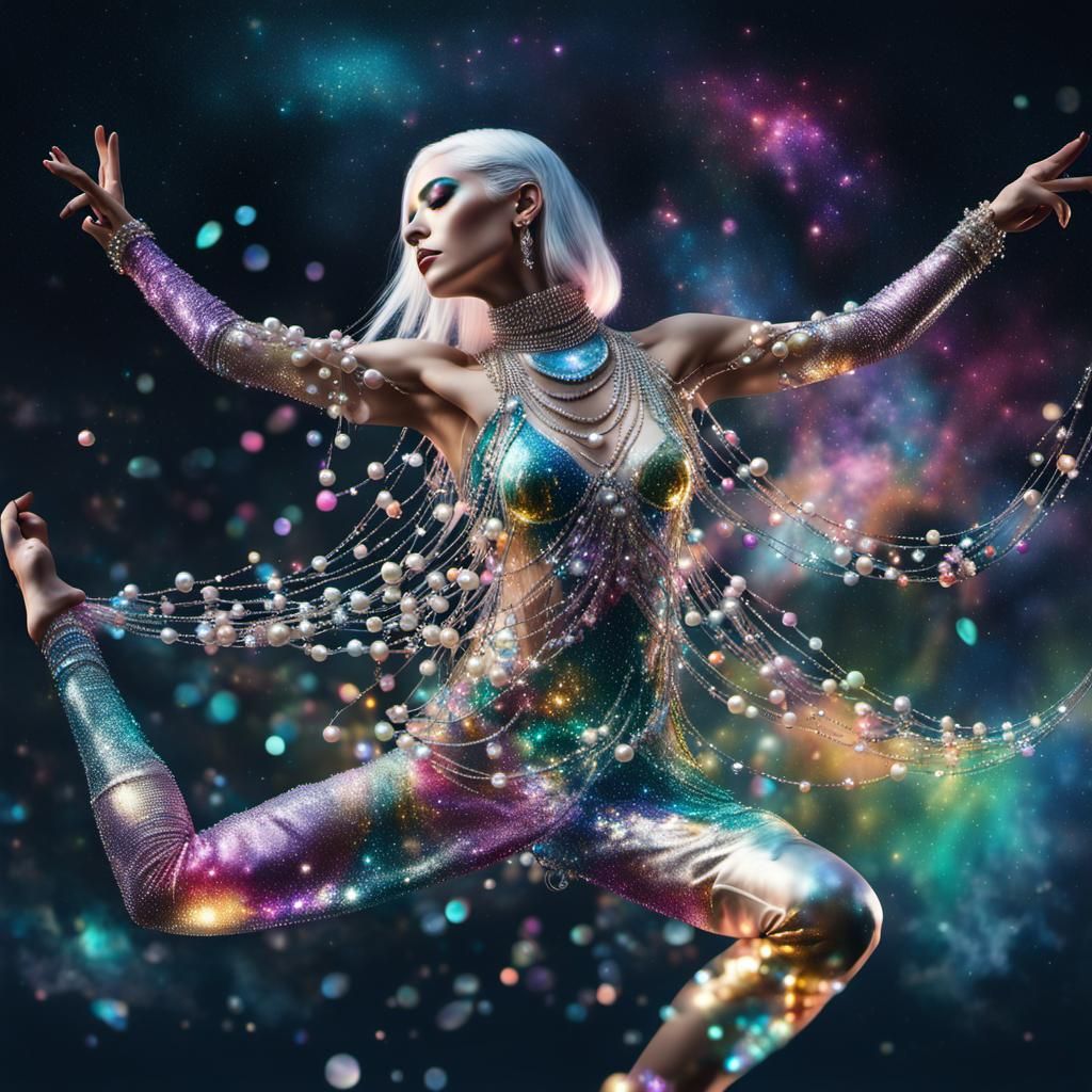 Galaxy Skin Woman in Double Exposure Style