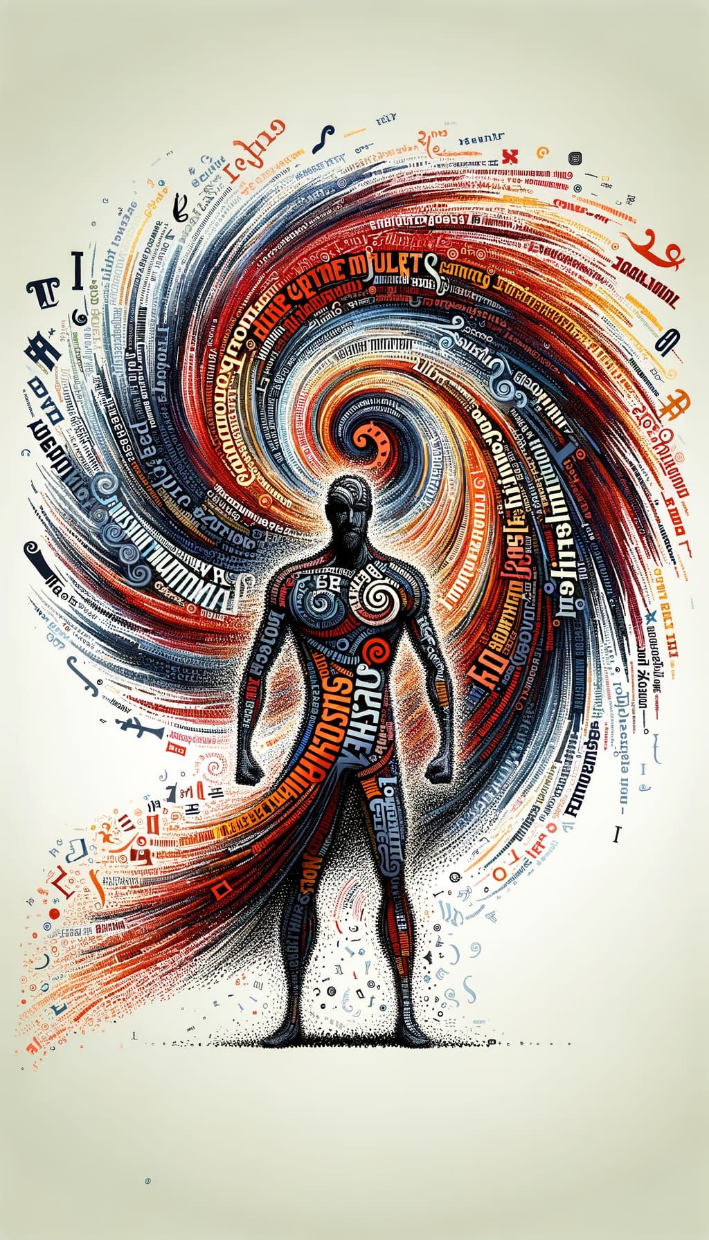 Stormy Typography Portrait in a Hurricane of Words