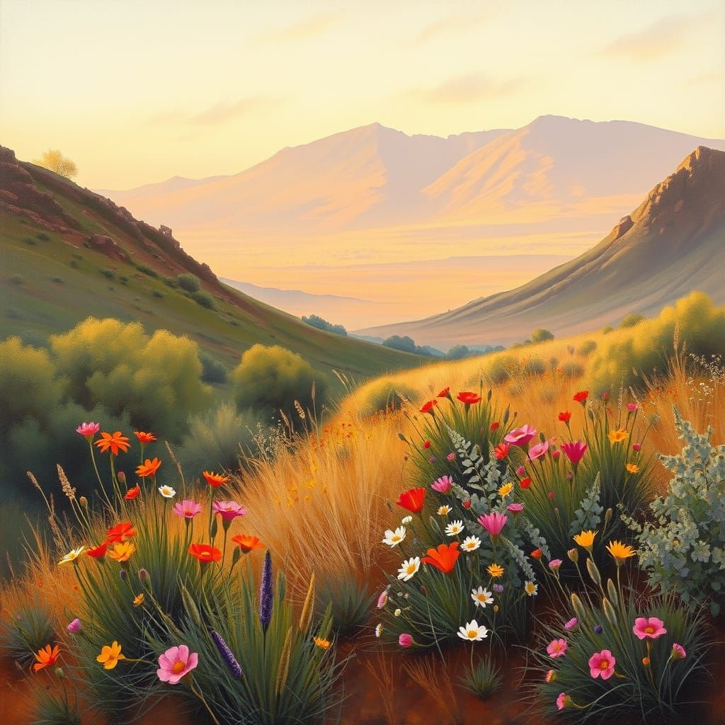 Vibrant South African Landscape in Romantic Style