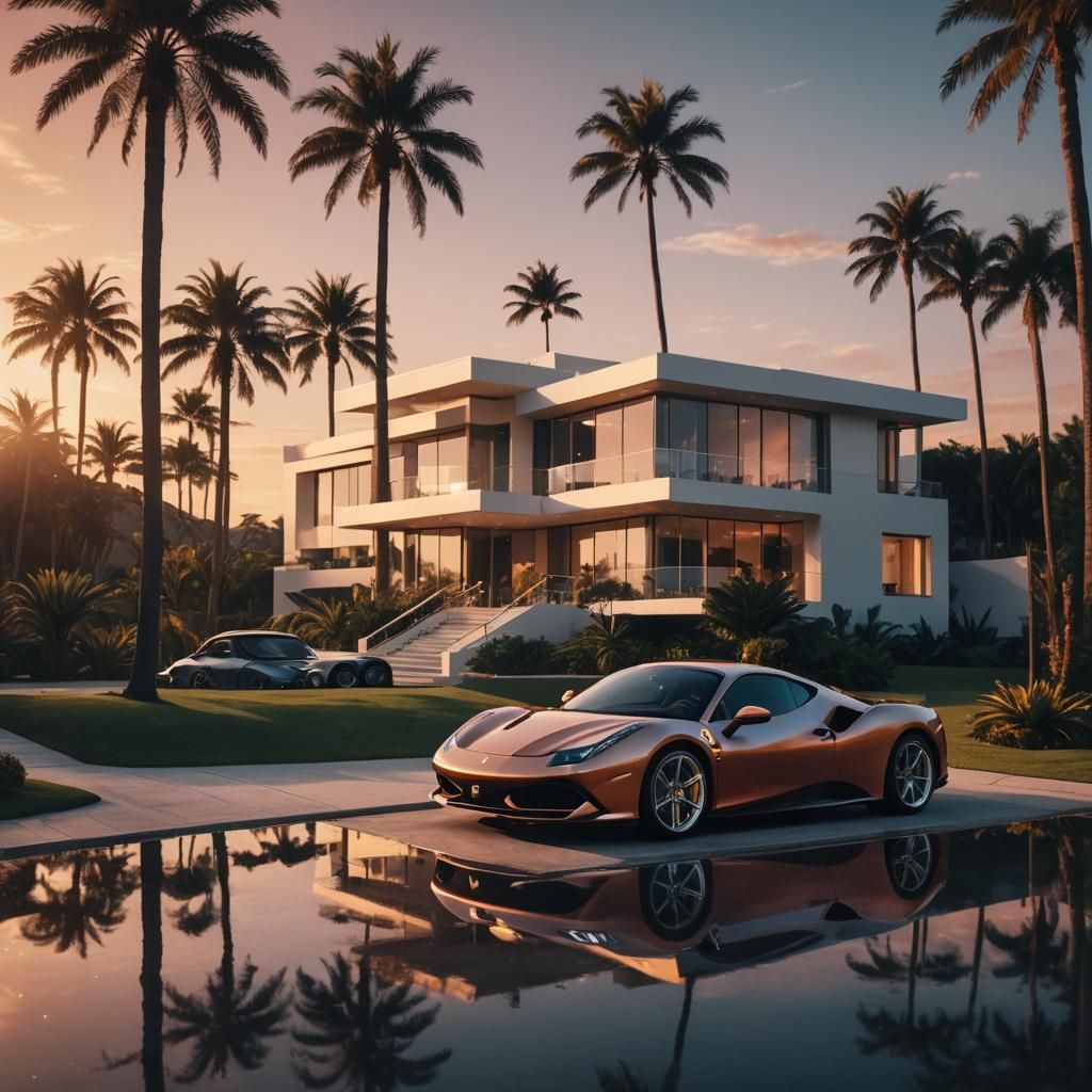 Futuristic House with Ferrari and Ocean View