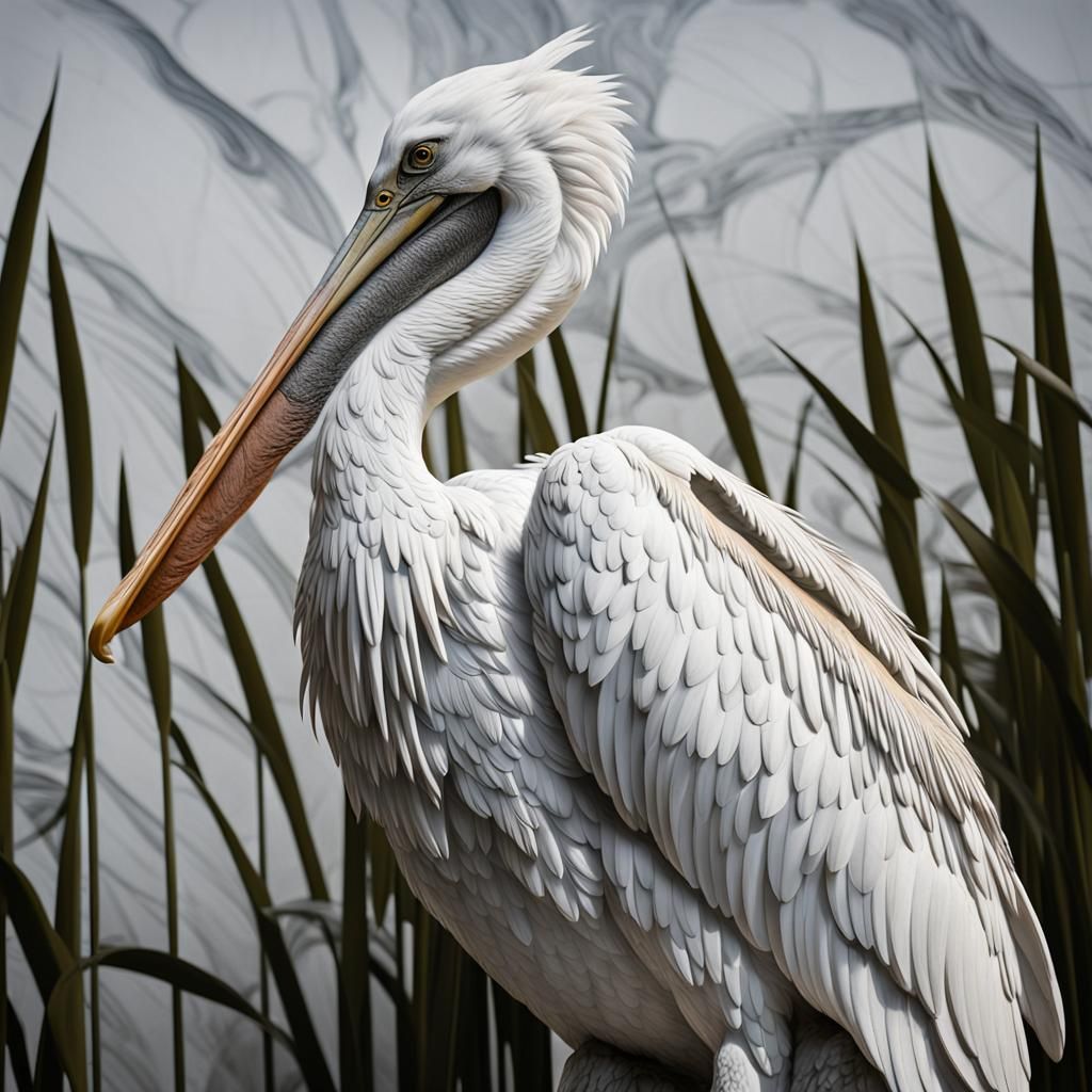 Neoclassical Pelican Sculpture in Carrara Marble