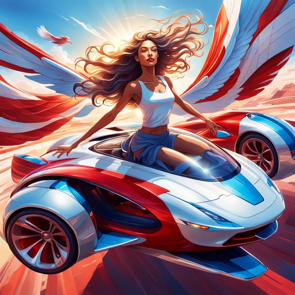 Goddess Dancing on a Future Flying Car