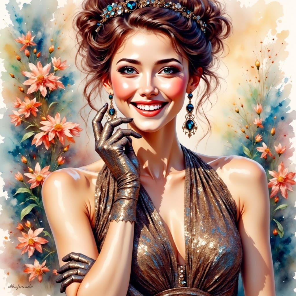 Ethereal Bohemian Beauty in a Sequined Masterpiece