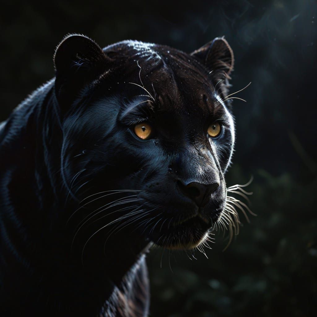 Majestic Black Panther Emerges From Shadows