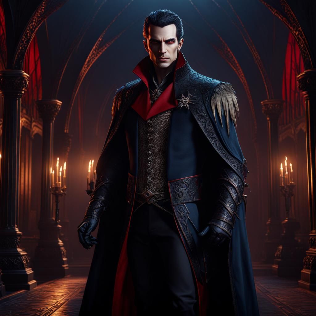 Handsome Vampire in Detailed Matte Painting
