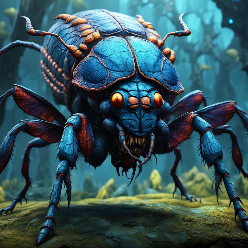 Giant Bug Monster in Detailed Matte Painting