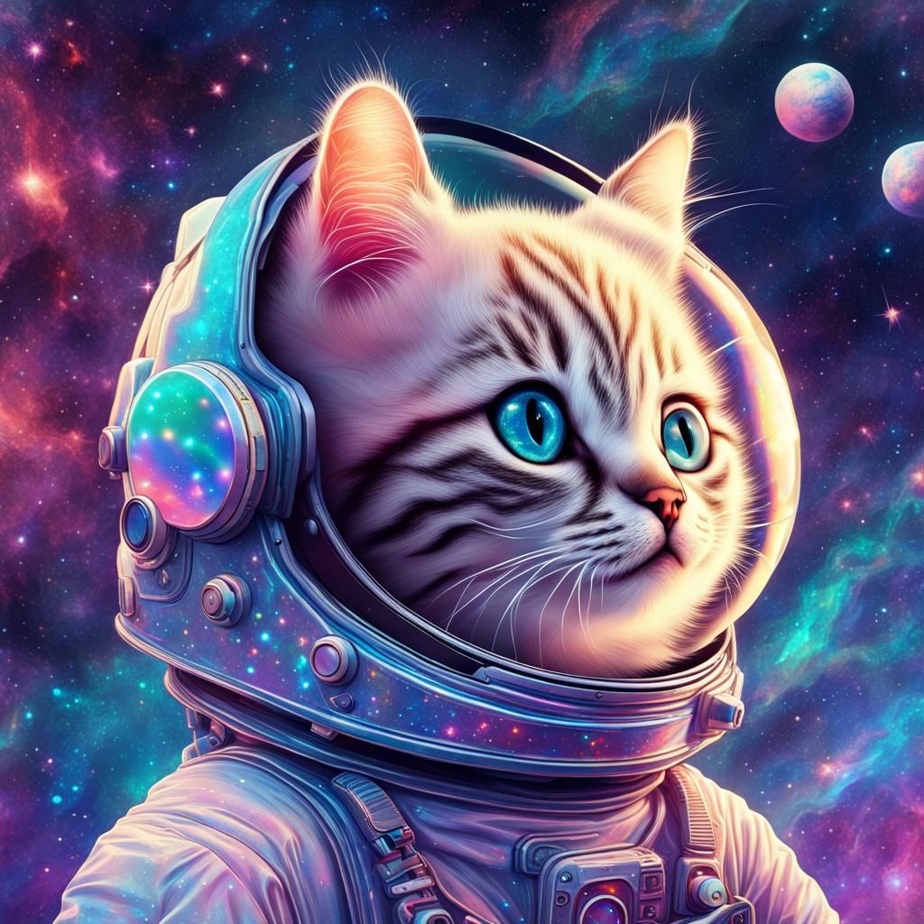 Astronaut Baby Cat in Pablo Amaringo Style