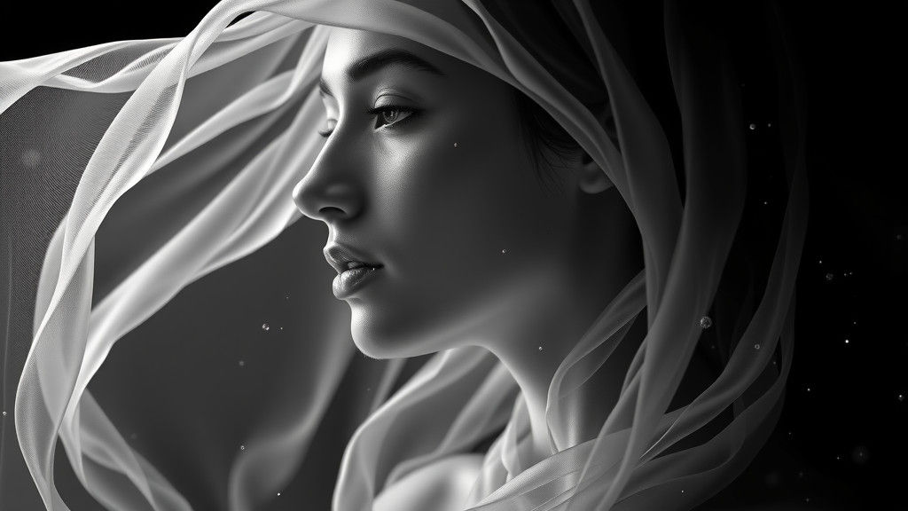 Ethereal Woman Portrait in Art Nouveau Style