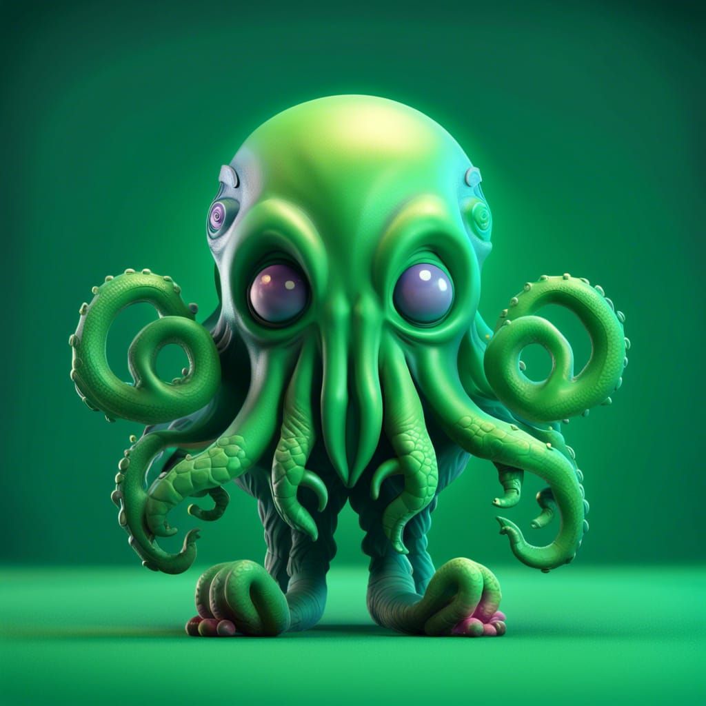Collectible Cthulhu Figure as 3D Digital Art