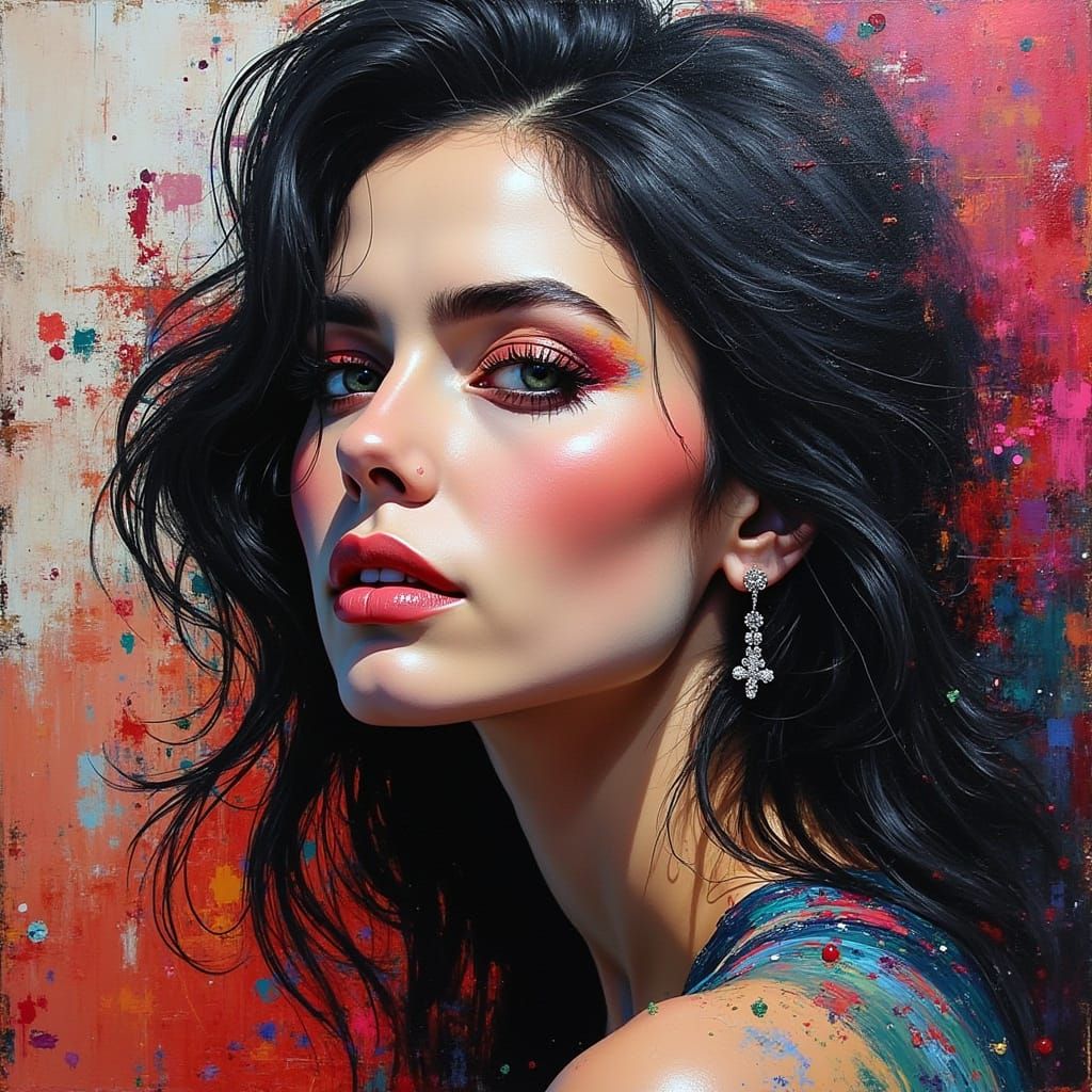 Colorful Mixed Media Portrait in Fractured Style