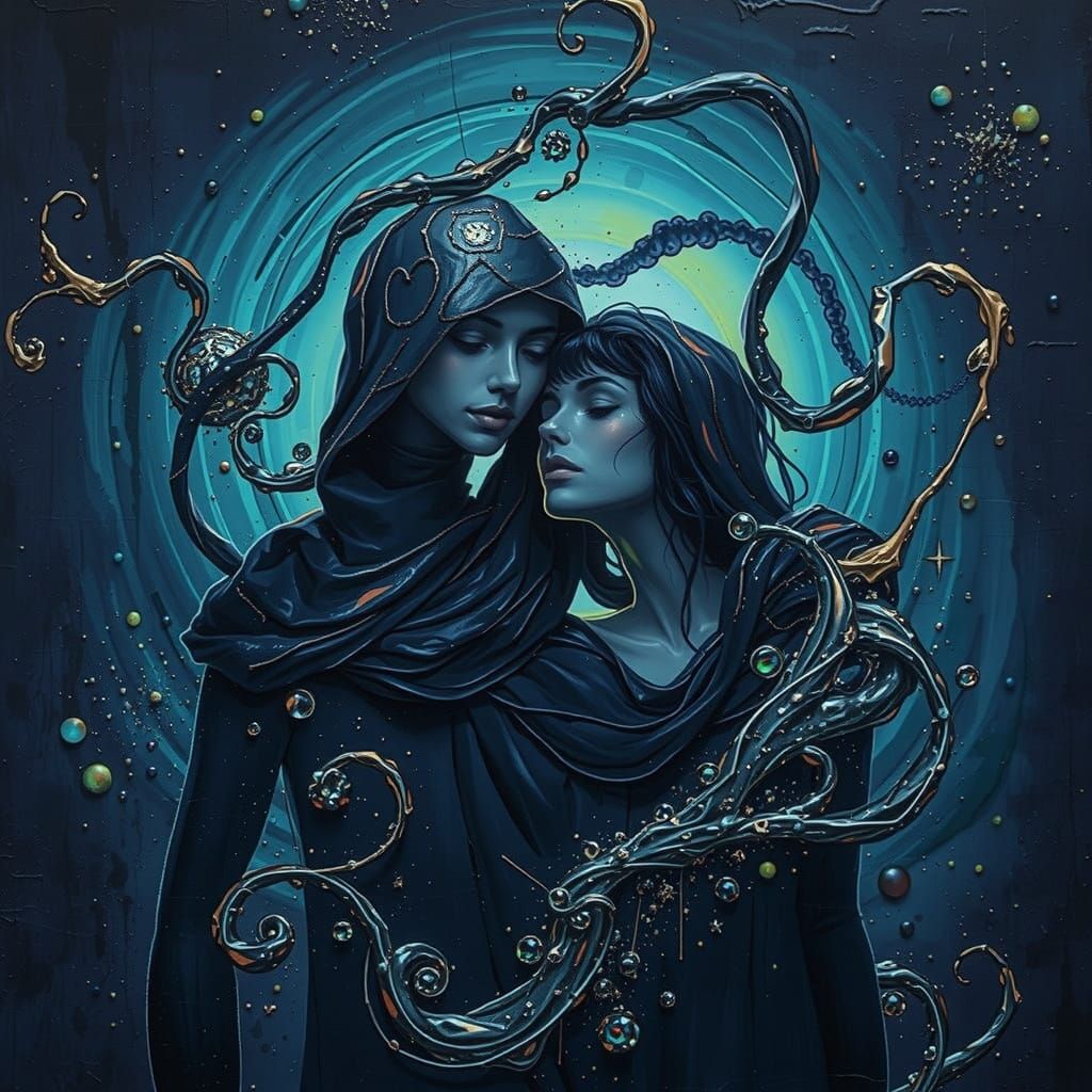 Glowing Tendrils in Abstract Expressionist Style