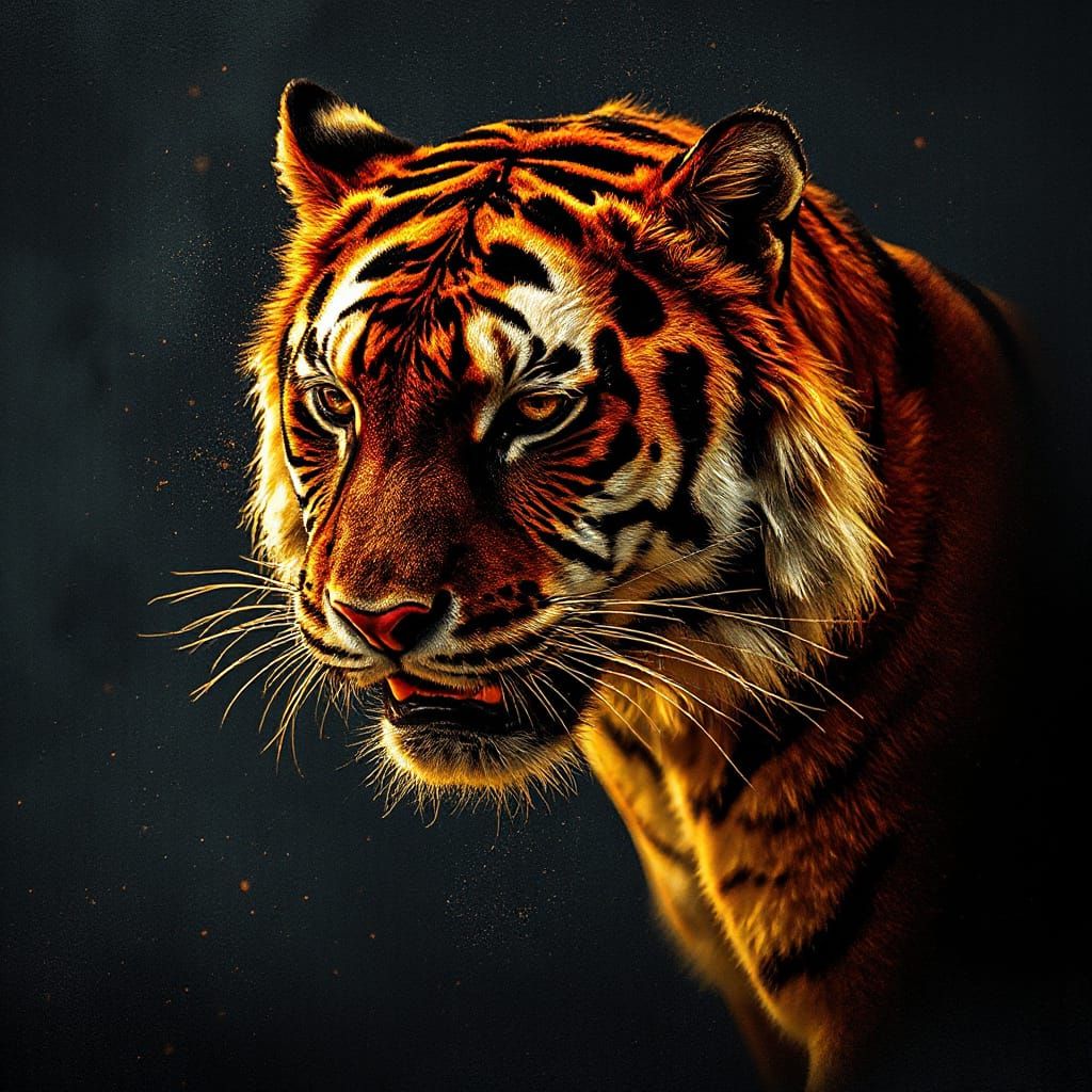 Tiger Illuminated with Synaptic Turbulence and Glitter