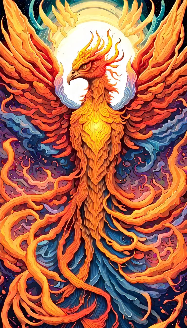 Phoenix Rising: Neon Art Nouveau Vision
