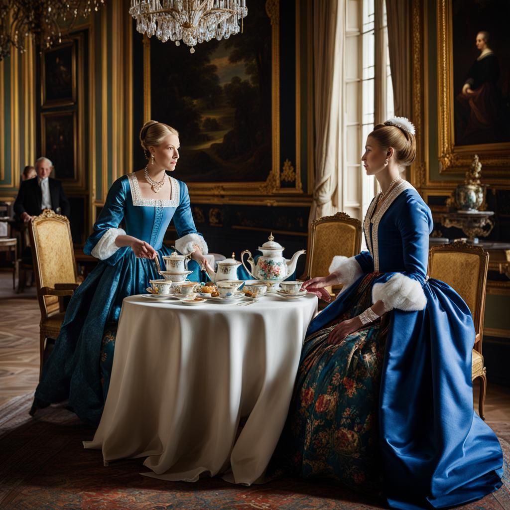 Royal Tea Party in Vermeer Style